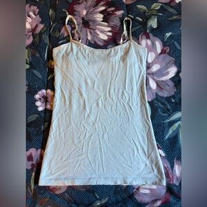 SO small light blue tank top with built in bra. Used but in good condition.